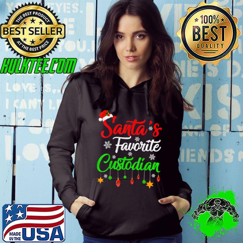 Funny Xmas Santa's Favorite Custodian Christmas T-Shirt
