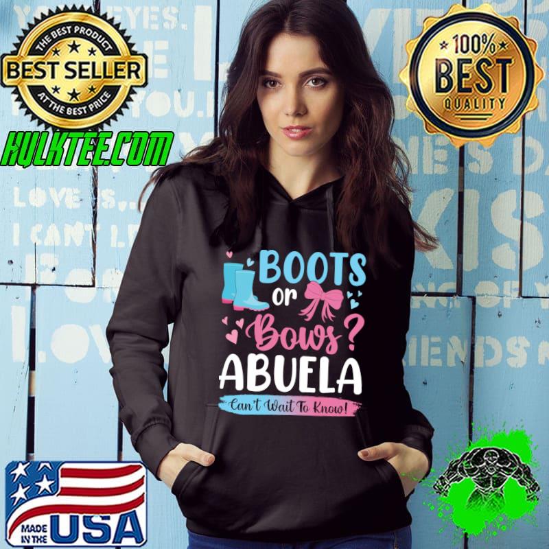 Gender reveal boots or bows Abuela matching baby party T-Shirt