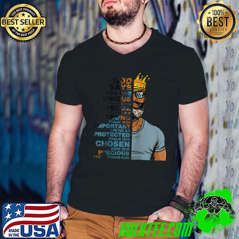 God Says You Are Unique Black Men King Dad Grandpa Father T-s Guys V Neck God Says You Are Unique Black Men King Dad Grandpa Father T-s Guys V Neck