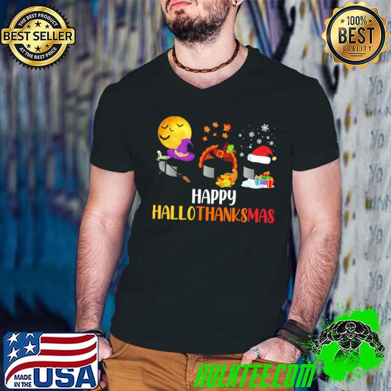 Happy HalloThanksMas Ice Hockey Thanksgiving Christmas Shirt