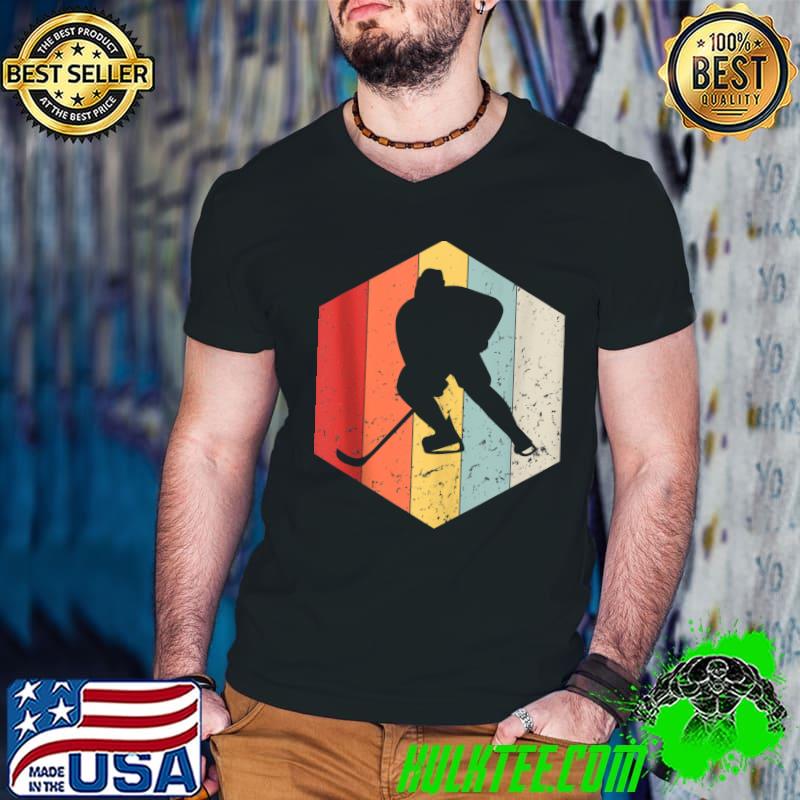 Hockey Sport Player Retro Vintage T-Shirt Guys V Neck Hockey Sport Player Retro Vintage T-Shirt Guys V Neck