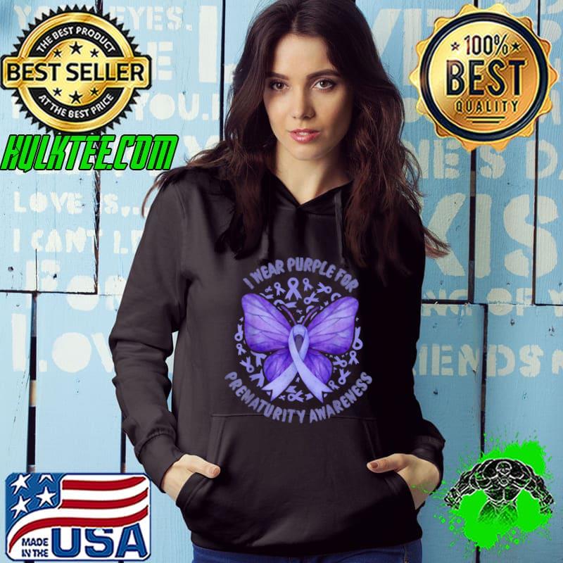 I Wear Purple For Prematurity Awareness Preemie Ribbon T-Shirt