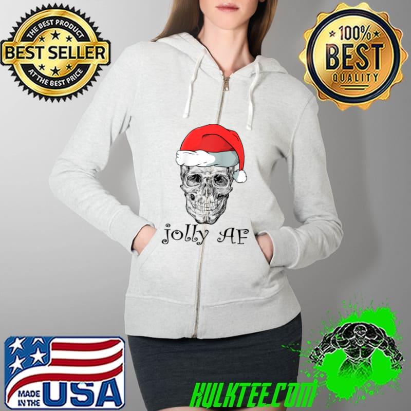 Jolly AF Skull Christmas T-s Full Zip Hooded Jolly AF Skull Christmas T-s Full Zip Hooded