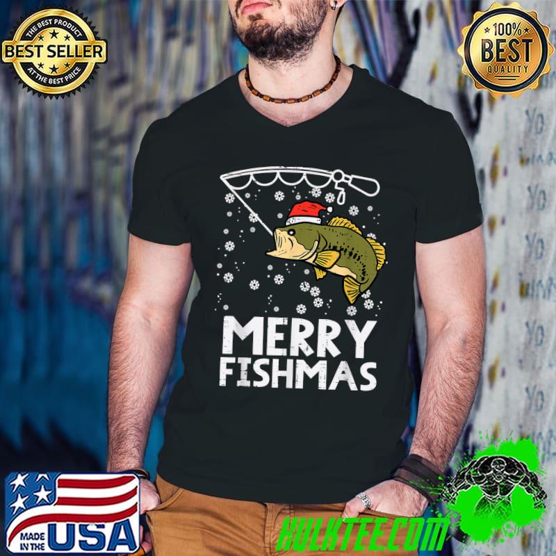 Merry Fishmas Fish Fishing Xmas Pajama Dad Men T-Shirt Guys V Neck Merry Fishmas Fish Fishing Xmas Pajama Dad Men T-Shirt Guys V Neck