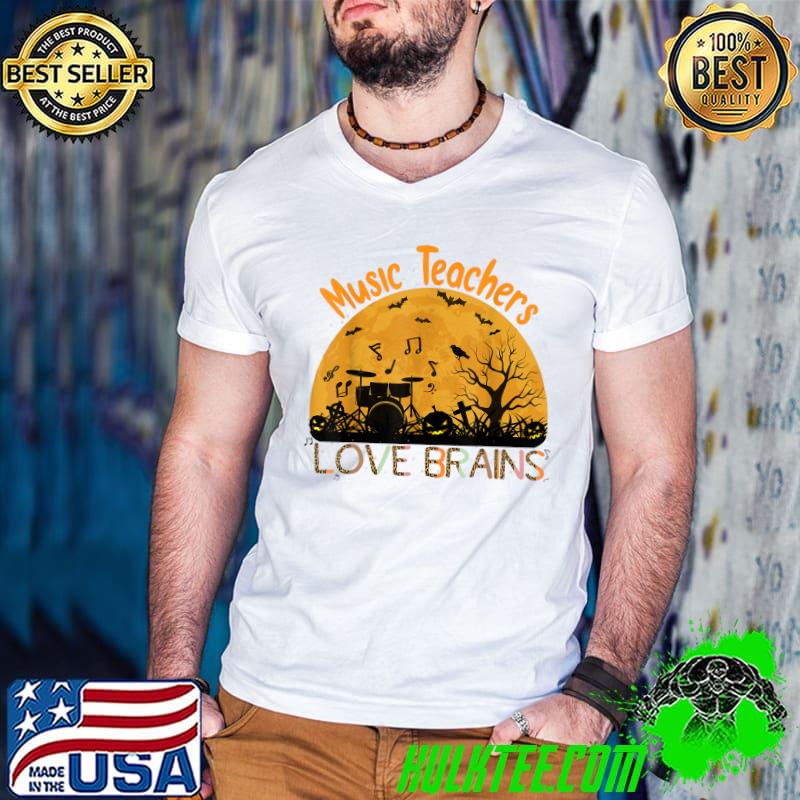 Music Teachers Love Brains Leopard Rainbow Halloween Music T-Shirt