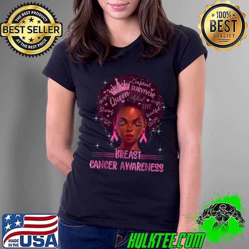 Nice Black Women Queen Stronger Than Breast Cancer Pink Ribbon T Shirt Ladies Tee Nice Black Women Queen Stronger Than Breast Cancer Pink Ribbon T Shirt Ladies Tee