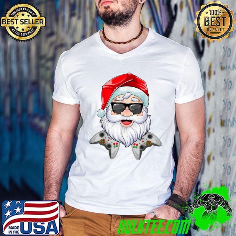 Nice Christmas Santa Claus Video Game Controllers Xmas Boys Kids T-Shirt