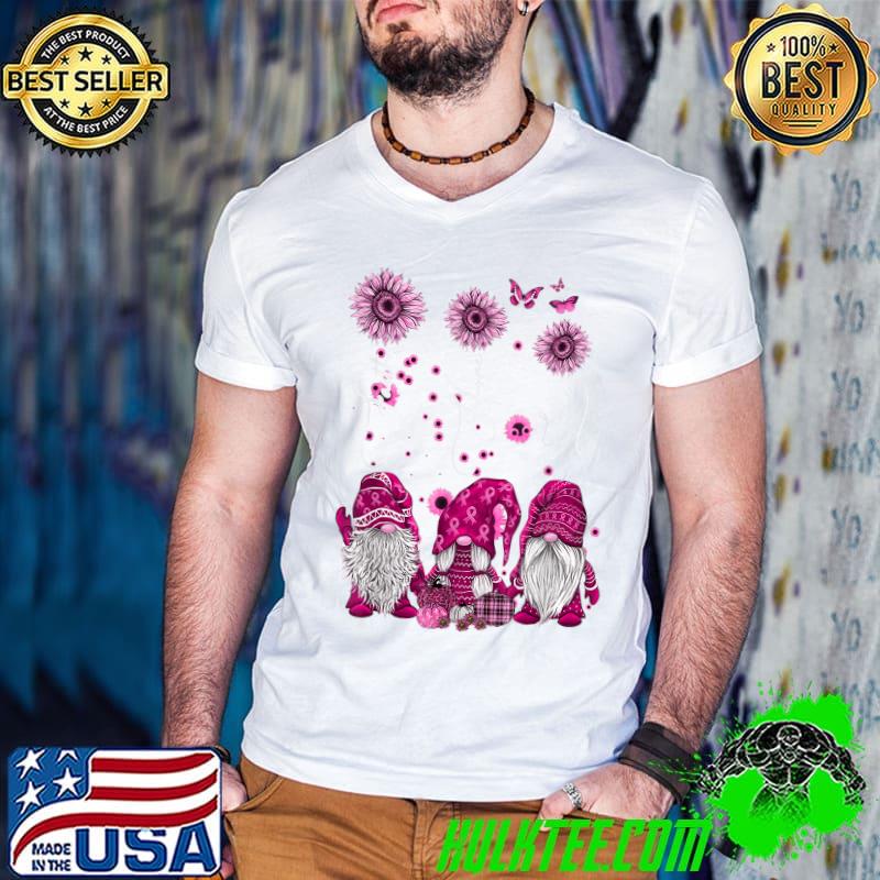 Nice faith Hope Love Gnome Ribbon Breast Cancer Awareness Flower T-Shirt
