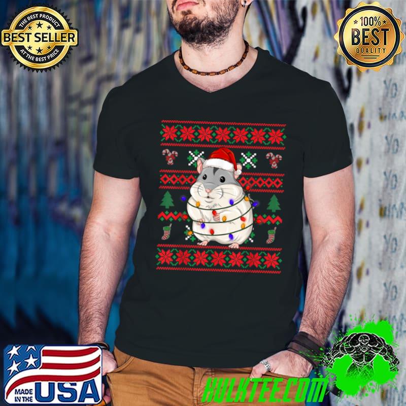 Nice Hamster Ugly Christmas Funny Santa Hat Claus Pajama T Shirt