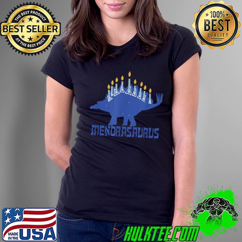 Nice hanukkah Menorasaurus Stegosaurus with Menorah Candles T-Shirt Ladies Tee Nice hanukkah Menorasaurus Stegosaurus with Menorah Candles T-Shirt Ladies Tee