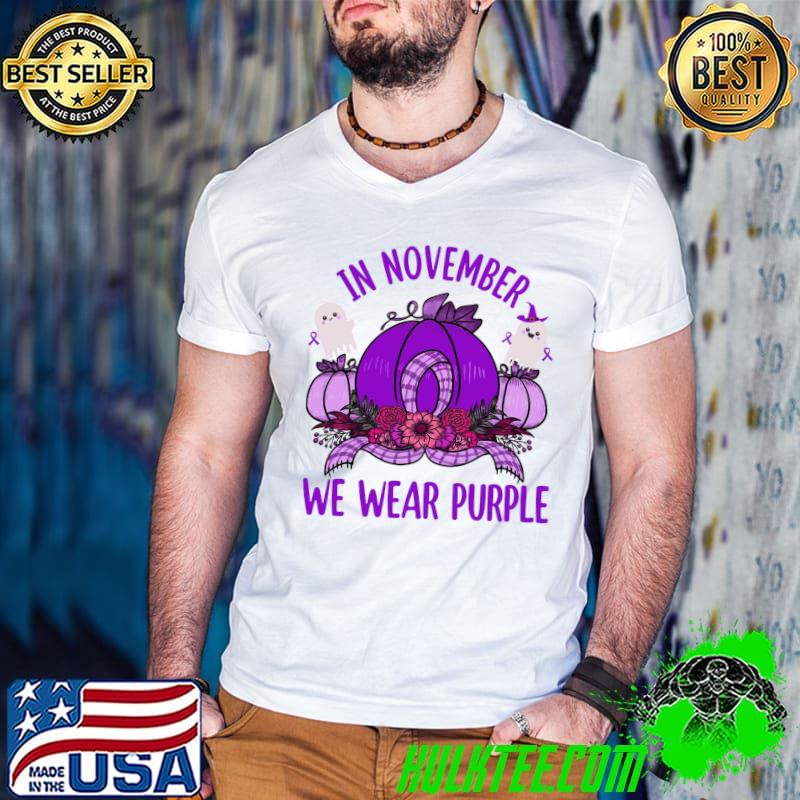 Nice in November We Wear Purple Pumpkin Boo Prematurity Awareness T-shirt