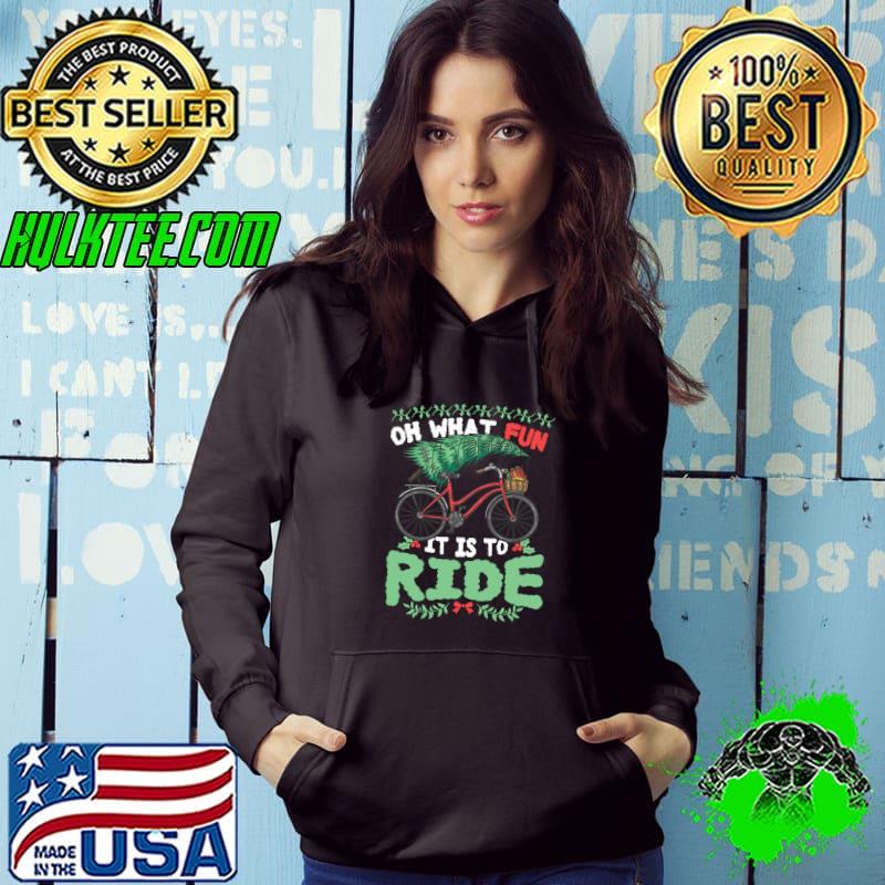 Nice oh What Fun It Is To Ride Bicycle Cyclist Christmas T-shirt