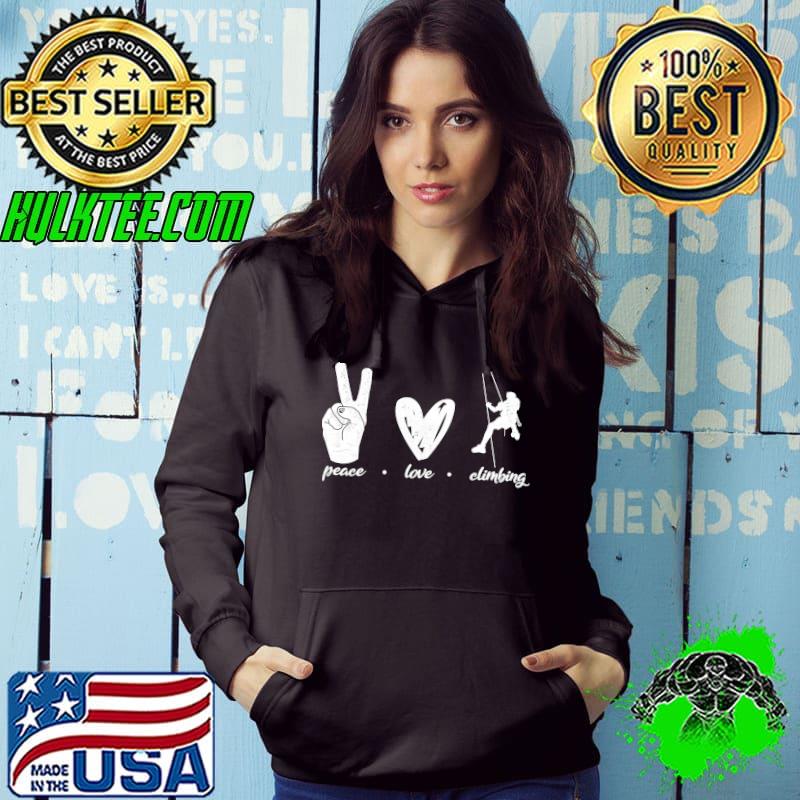 Nice rock Climbing Climber Peace Love Climb T-shirt