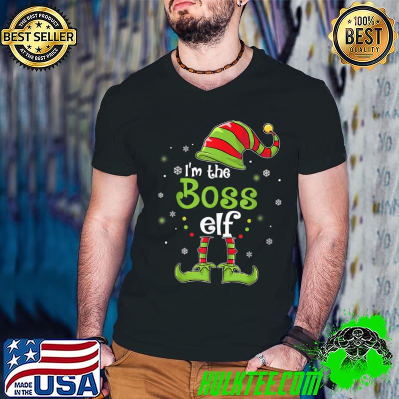 Nice The Boss Elf Family Matching Group Funny Christmas Holiday T Shirt