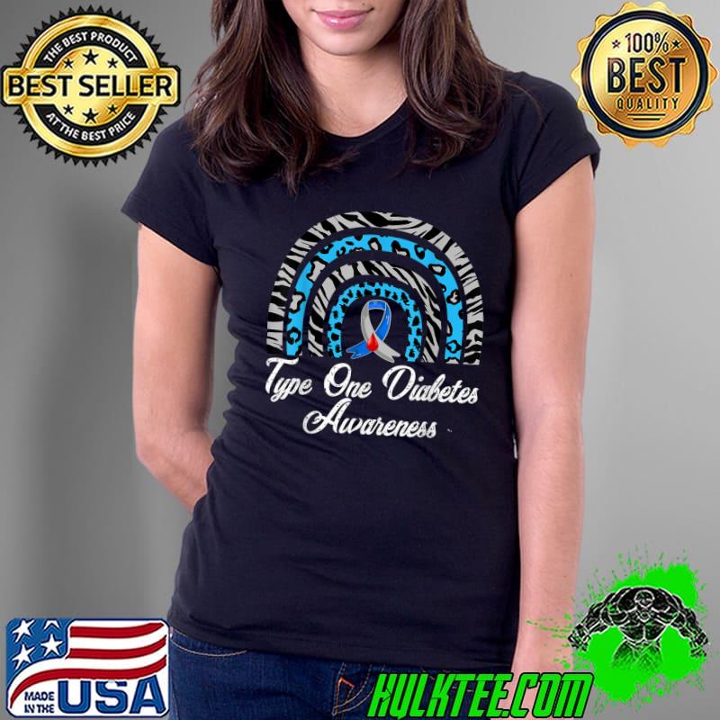 Nice type 1 Diabetes Awareness ,type one diabetic Rainbow T-Shirt Ladies Tee Nice type 1 Diabetes Awareness ,type one diabetic Rainbow T-Shirt Ladies Tee