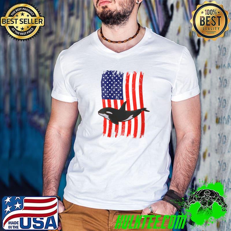 Official american Flag Orca Whale T-shirt
