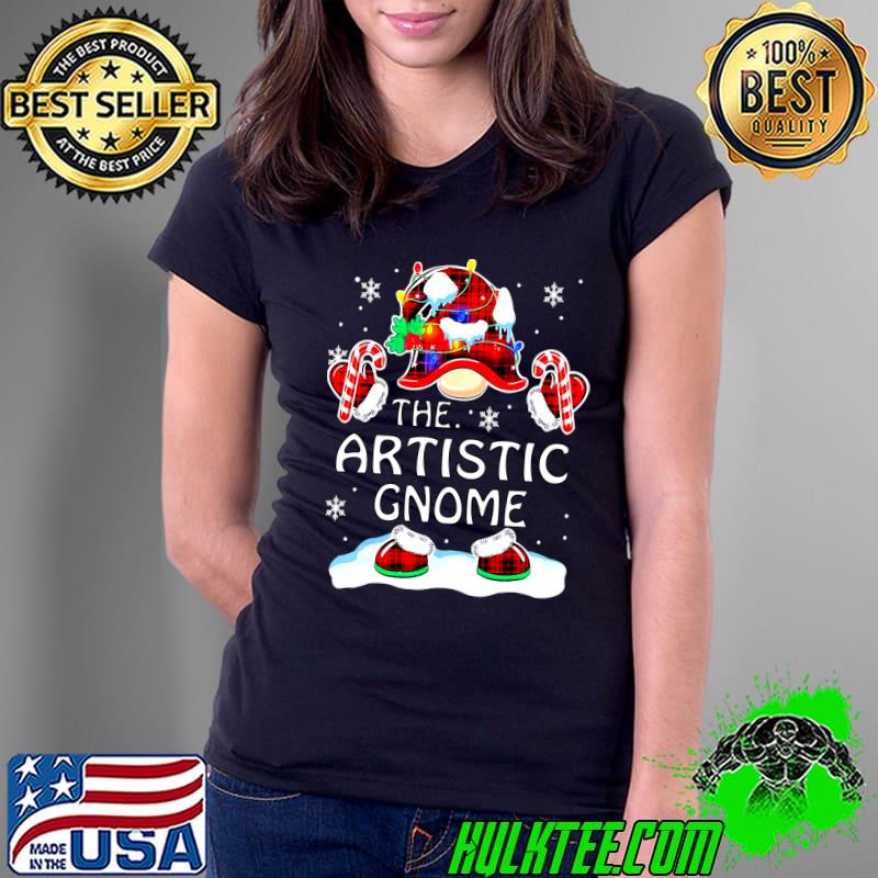 Official Artistic Gnome Gnomies Red Plaid Matching Family Christmas T- Ladies Tee Official Artistic Gnome Gnomies Red Plaid Matching Family Christmas T- Ladies Tee