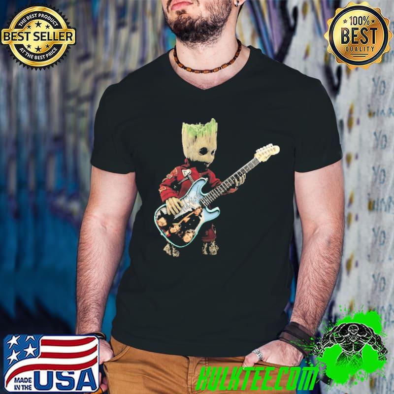 Official baby Groot Plays The Pink Floyd Guitar Shirt Guys V Neck Official baby Groot Plays The Pink Floyd Guitar Shirt Guys V Neck