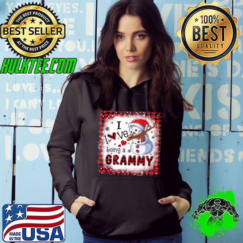 Official Bleached I Love Being A Grammy Snowman Family Christmas Xmas T Shirt