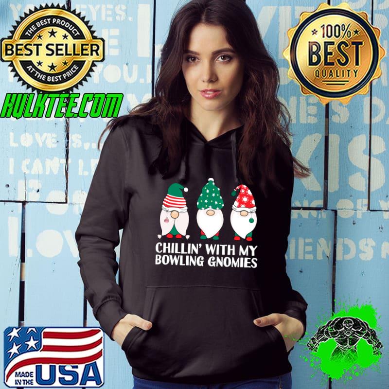 Official Chilling With My Bowling Gnomies PJ Funny Gnome Pun Xmas PJs T-shirt