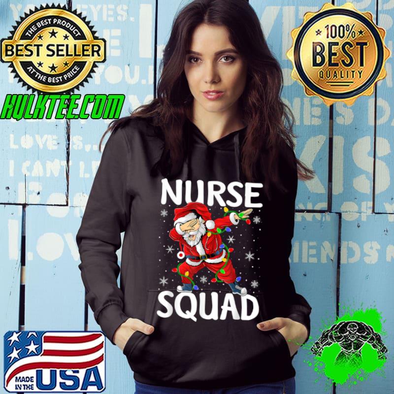 Official Christmas Dabbing Santa Nurse Squad Lighting Xmas Gifts T Shirt