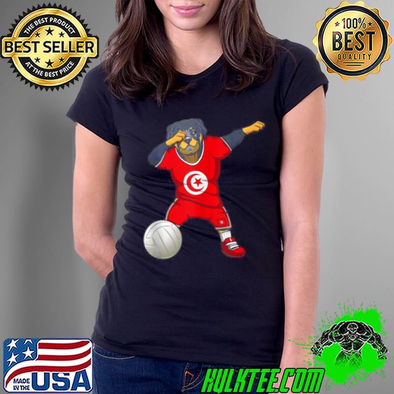 Official Dabbing Rottweiler Tunisia Jersey Tunisian Volleyball Fans Shirt Ladies Tee Official Dabbing Rottweiler Tunisia Jersey Tunisian Volleyball Fans Shirt Ladies Tee