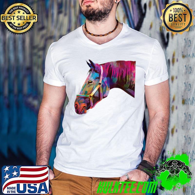 Official horses in love Colorful Horse head Polygonal Geometric T-Shirt
