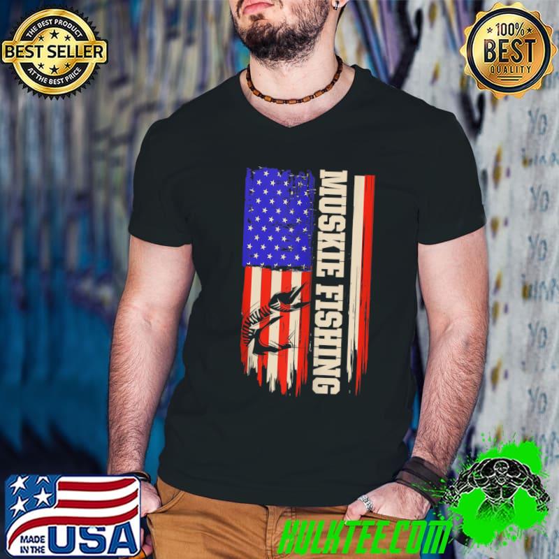 Official muskie Fishing Muskellunge Fisherman American flag T-s Guys V Neck Official muskie Fishing Muskellunge Fisherman American flag T-s Guys V Neck