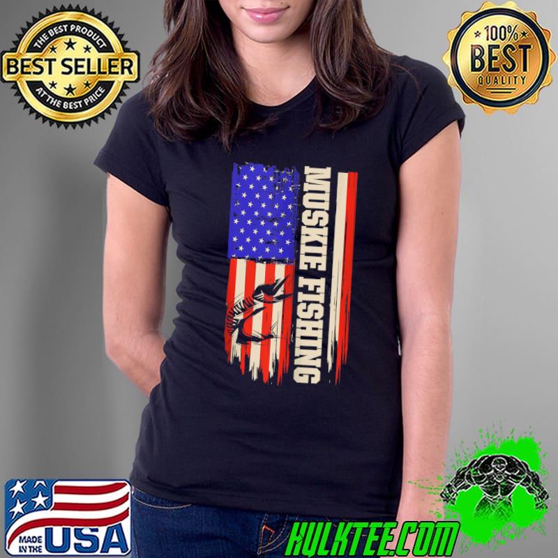 Official muskie Fishing Muskellunge Fisherman American flag T-s Ladies Tee Official muskie Fishing Muskellunge Fisherman American flag T-s Ladies Tee