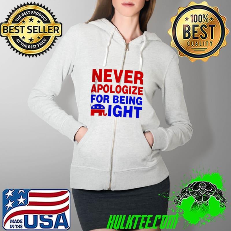 Official Never Apologize For Being Right Shirt Full Zip Hooded Official Never Apologize For Being Right Shirt Full Zip Hooded