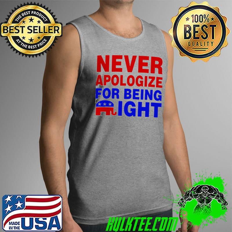 Official Never Apologize For Being Right Shirt Tank Top Official Never Apologize For Being Right Shirt Tank Top
