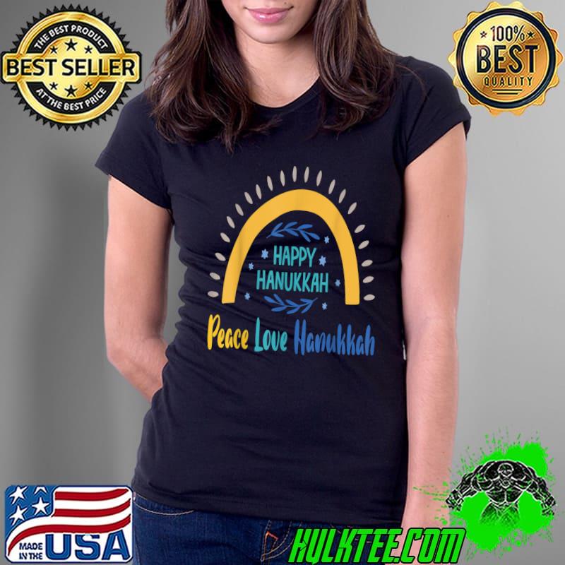 Official peace Love Hanukkah 2021 Jewish Menorah Hanukkah Rainbow T-Shirt Ladies Tee Official peace Love Hanukkah 2021 Jewish Menorah Hanukkah Rainbow T-Shirt Ladies Tee