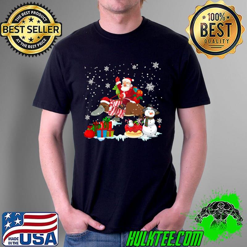 Official santa Riding Platypus Christmas Pajama Family Snowman T-s Unisex Official santa Riding Platypus Christmas Pajama Family Snowman T-s Unisex