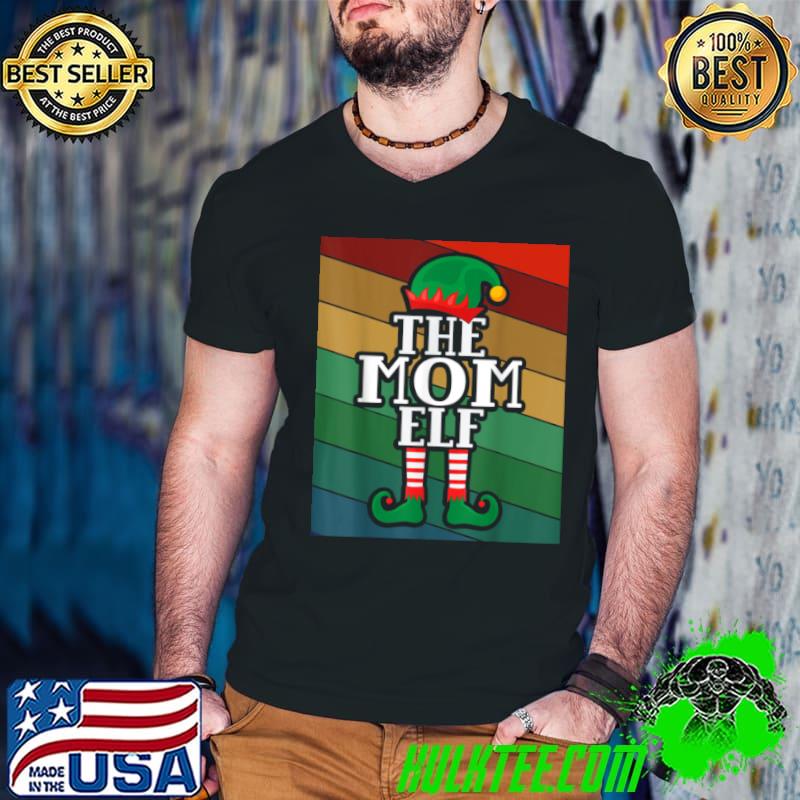 Official the MOM Elf Matching Family Group Christmas Party Pajama T Shirt
