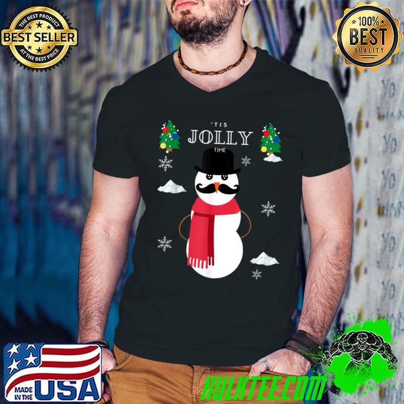 Official tis Jolly Time Snowman Christmas T-Shirt