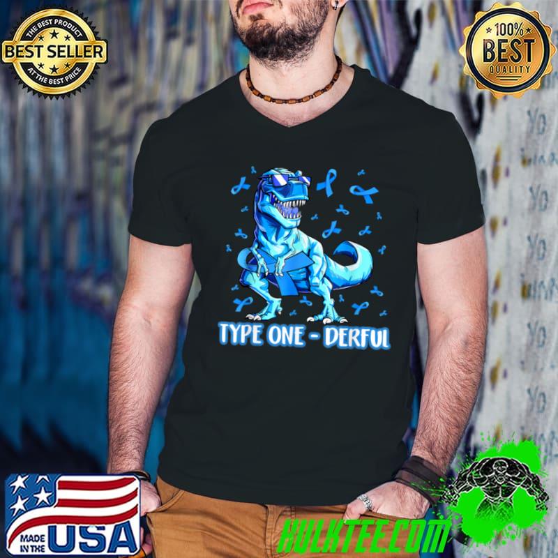 Official Type 1 Diabetes Awareness Blue Ribbon T1D T Rex Dinosaur Boy T Shirt Official Type 1 Diabetes Awareness Blue Ribbon T1D T Rex Dinosaur Boy T Shirt