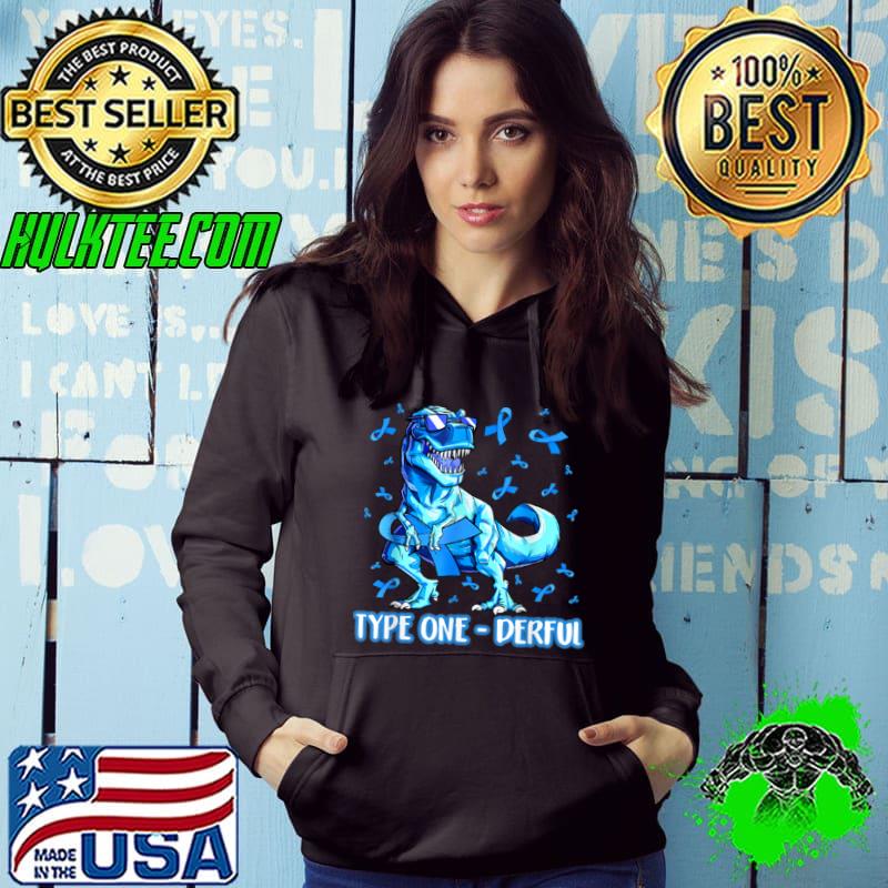 Official Type 1 Diabetes Awareness Blue Ribbon T1D T Rex Dinosaur Boy T Shirt Hoodie Official Type 1 Diabetes Awareness Blue Ribbon T1D T Rex Dinosaur Boy T Shirt Hoodie