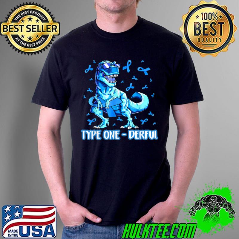 Official Type 1 Diabetes Awareness Blue Ribbon T1D T Rex Dinosaur Boy T Shirt Unisex Official Type 1 Diabetes Awareness Blue Ribbon T1D T Rex Dinosaur Boy T Shirt Unisex