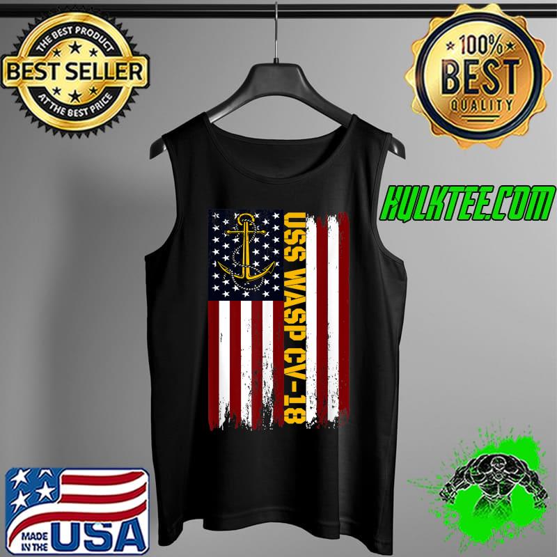 Official uSS Wasp CV-18 Aircraft Carrier American Flag T-Shirt Tank Top Official uSS Wasp CV-18 Aircraft Carrier American Flag T-Shirt Tank Top