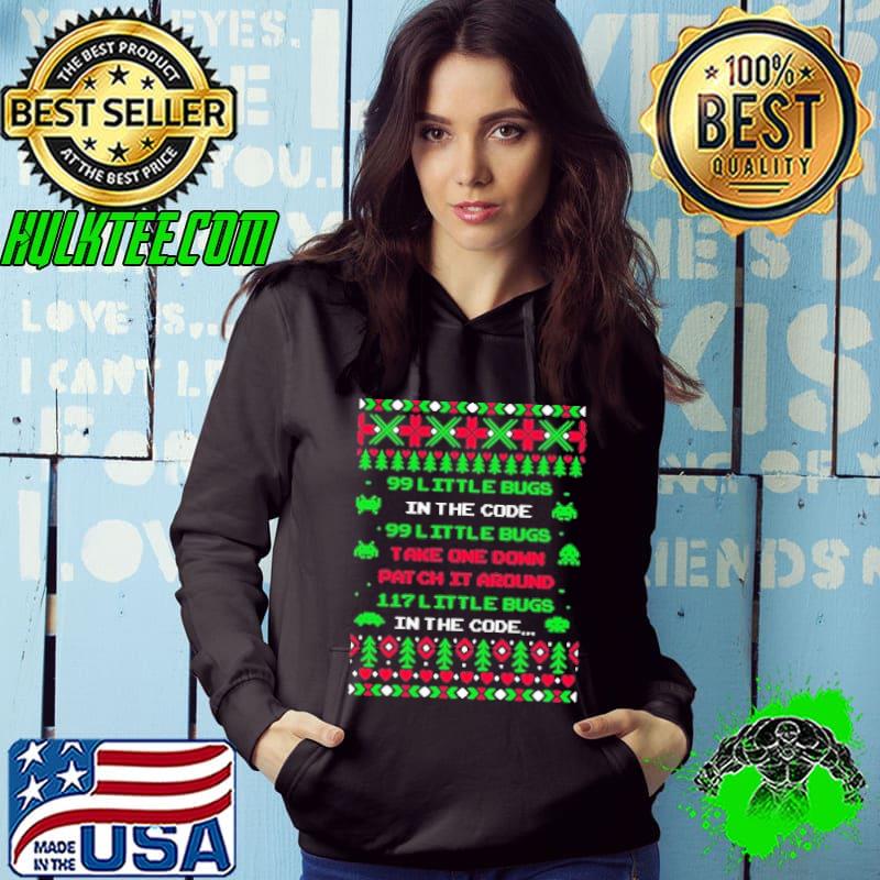 Original 99 Little Bugs In The Code Take One Down In The Code Christmas Shirt