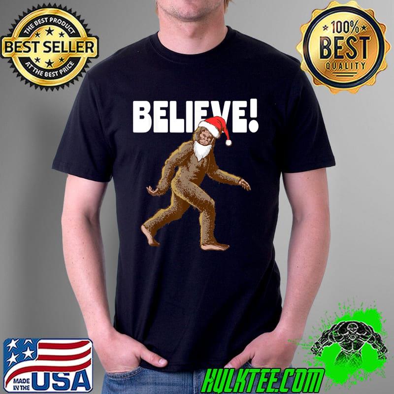 Original Believe Christmas Bigfoot Santa Sasquatch Funny Fake Beard T-Shirt Unisex Original Believe Christmas Bigfoot Santa Sasquatch Funny Fake Beard T-Shirt Unisex