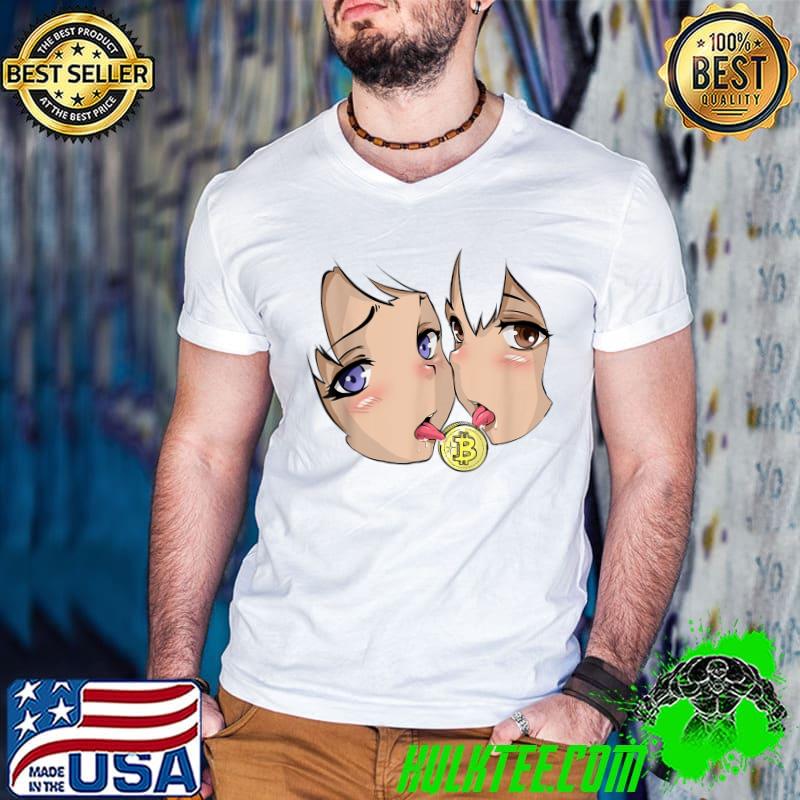 Original bitcoin Anime Hentai Girls Licking Bitcoin Crypto T-Shirt