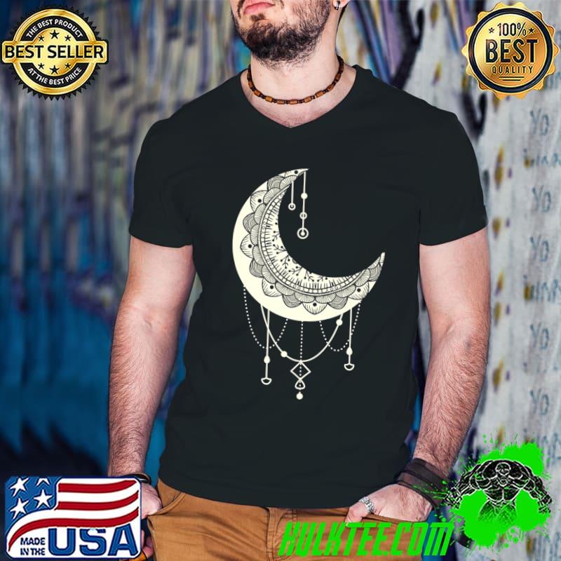 Original crescent Moon Mandala Art Yoga Om Meditation Boho Arabic Premium T-Shirt