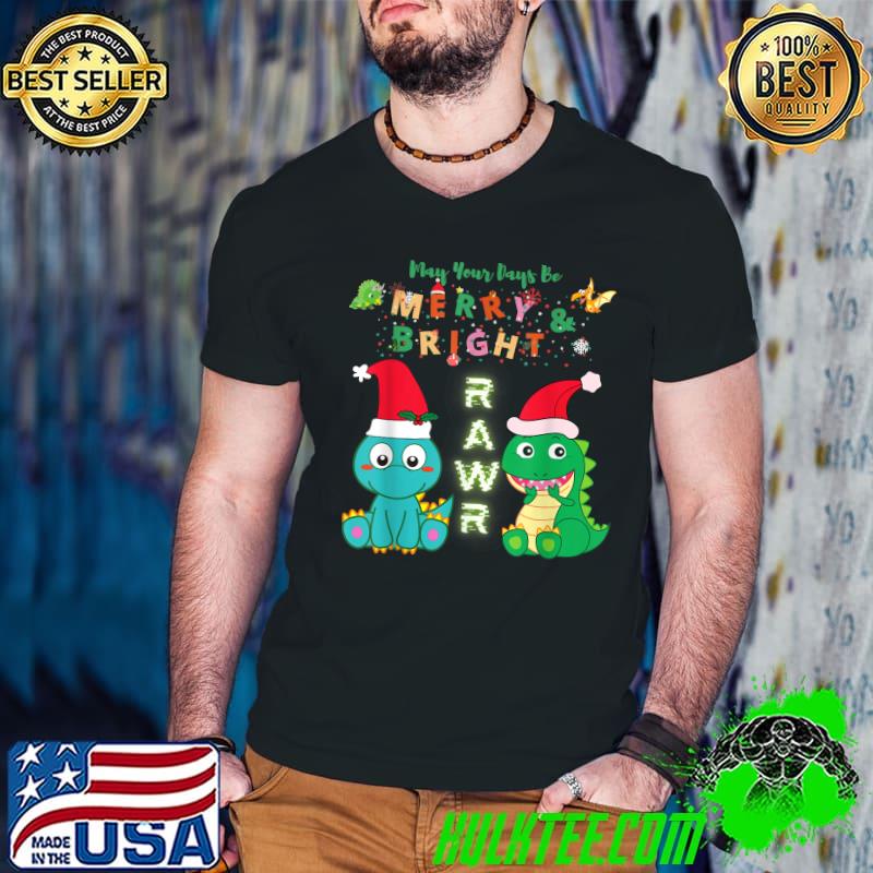 Original Cute Dinosaurs Rawr Christmas Design Be Merry and Bright T-Shirt Guys V Neck Original Cute Dinosaurs Rawr Christmas Design Be Merry and Bright T-Shirt Guys V Neck