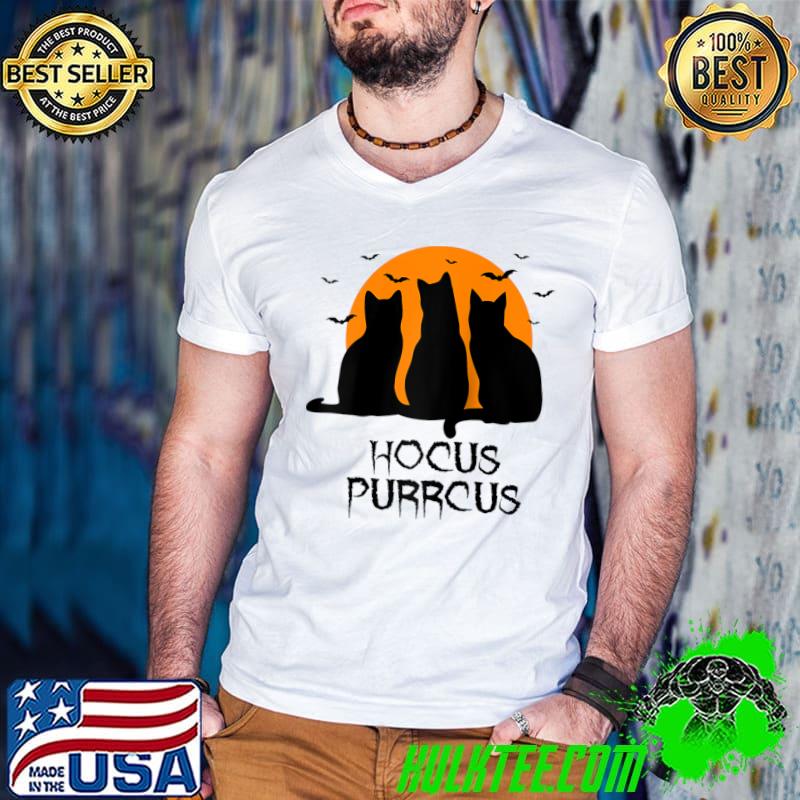 Original hocus Purrcus Pocus Halloween Witch Cats Funny Parody T-shirt