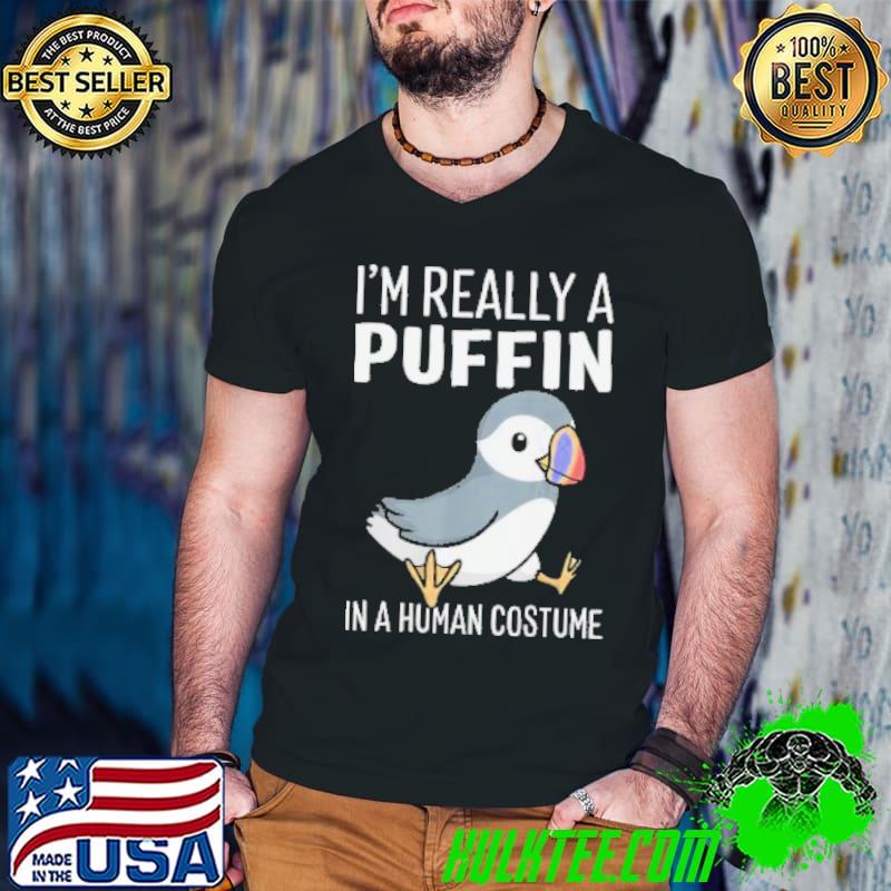 Original I'm Really A Pufin IN A Human Costume Shirt Guys V Neck Original I'm Really A Pufin IN A Human Costume Shirt Guys V Neck