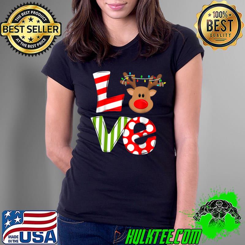 Original love Reindeer Rudolph Merry Christmas Xmas Santa Noel T-Shirt Ladies Tee Original love Reindeer Rudolph Merry Christmas Xmas Santa Noel T-Shirt Ladies Tee