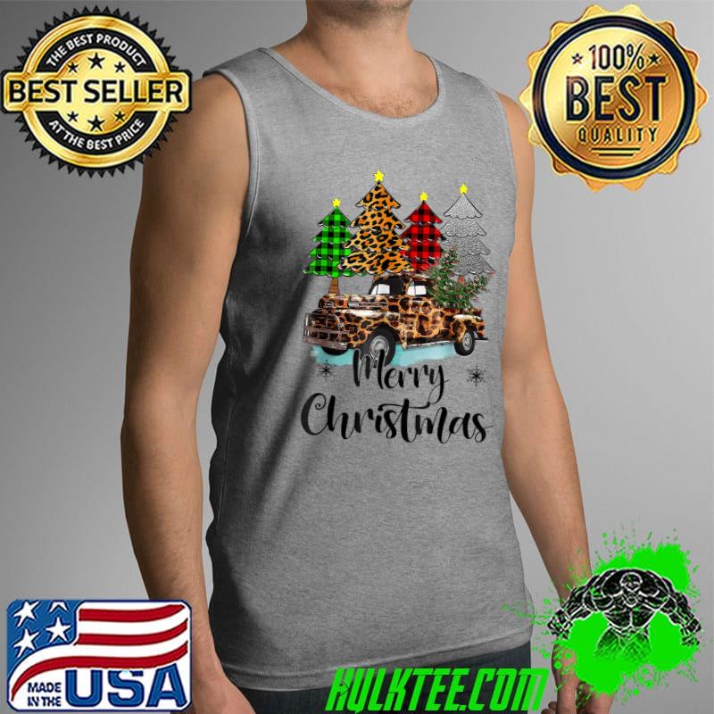 Original Merry Christmas Leopard Print Buffalo Plaid Red Truck T-Shirt Tank Top Original Merry Christmas Leopard Print Buffalo Plaid Red Truck T-Shirt Tank Top