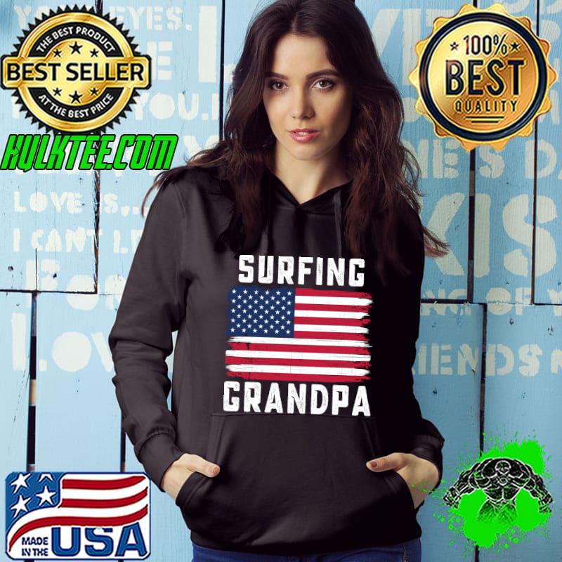 Original surfing Grandpa American Flag July 4th T-shirt