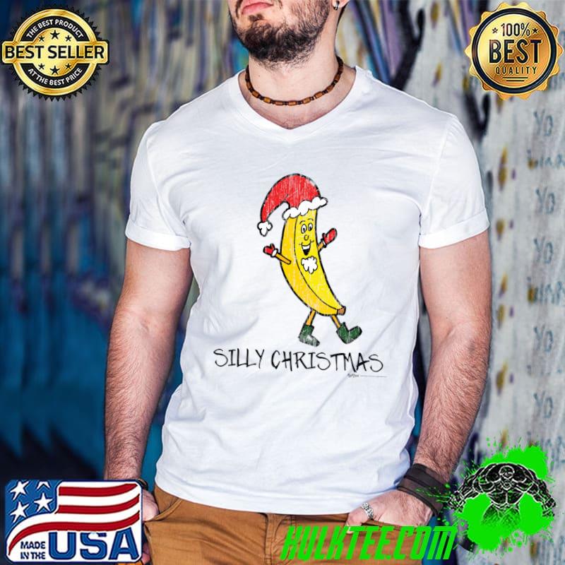 Original vintage Silly Christmas Banana In Santa Hat T-shirt